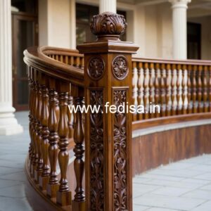 Modern Brass Wood Staircase with Rich Finish No-2221