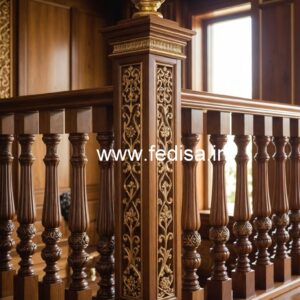 Stylish Brass Wood Stair Railings with Modern Look No-2223