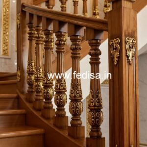 Premium Brass Wood Balcony Handrails No-2230