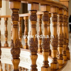 Luxury Brass Wood Handrails with Artistic Design No-2242