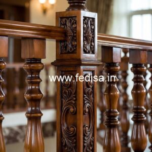 Premium Brass Wood Balcony Railings for Villas No-2248
