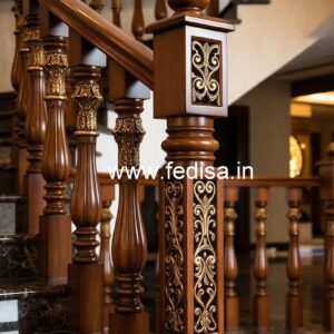 Modern Brass Wood Handrails for Luxury Villas No-2254
