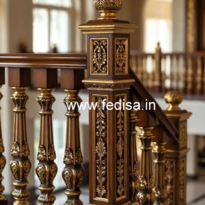 Premium Brass Wood Railings with LED Lights No-2257