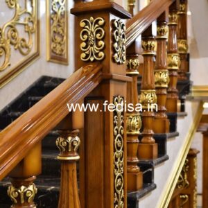 Elegant Brass Wood Fence for Balcony Design No-2259