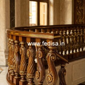 Modern Brass Wood Balcony Railings with Artistic Touch No-2266