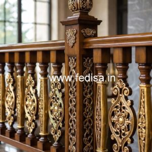 Luxury Brass Wood Staircase Handrails for Duplex No-2268