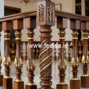 Stylish Brass Wood Railings for Rich Interiors No-2275