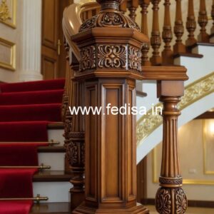 Elegant Brass Wood Balcony Safety Railings No-2276