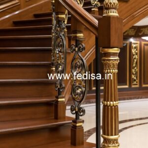 Premium Brass Wood Balcony Railings with Rich Finish No-2281