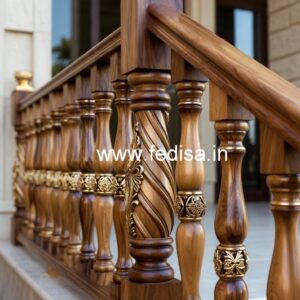 Stylish Brass Wood Railings for Dream Homes No-2286