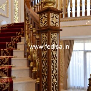 Stylish Brass Wood Staircase with Modern Finish No-2292