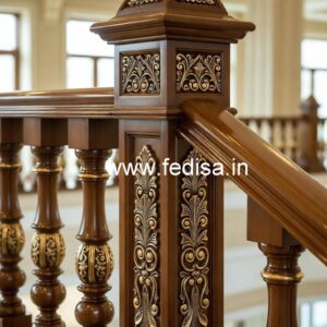 Modern Brass Wood Staircase Railings with Golden Touch No-2295