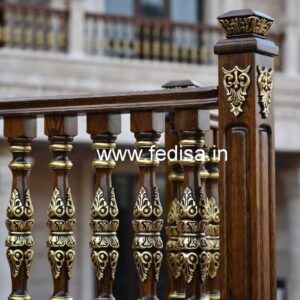 Elegant Brass Wood Railings with Artistic Look No-2299