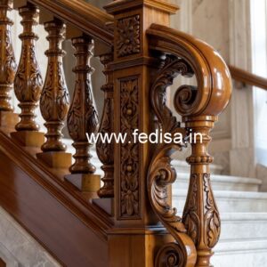 Brass Wood Railing Design for Modern Staircase No-2301