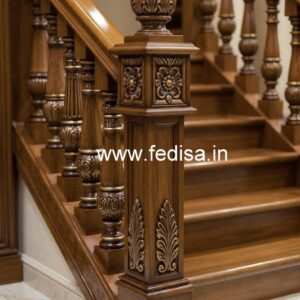 Stylish Brass Wood Handrail for Duplex Homes No-2302