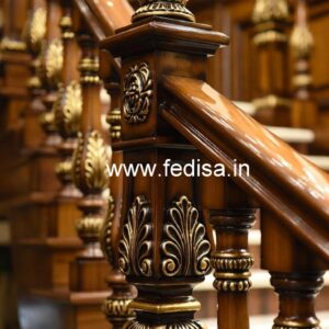 Elegant Brass Wood Staircase Fence Design No-2304