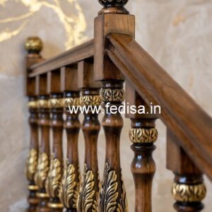 Decorative Brass Wood Interior Stair Railings No-2305