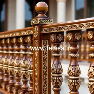 Modern Brass Wood Staircase with Glass Railings No-2307