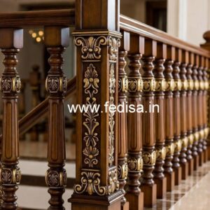 Premium Brass Wood Stair Railings for Duplex House No-2321