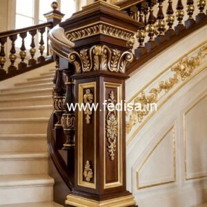 Luxury Brass Wood Staircase Side Railings No-2329