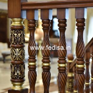 Elegant Brass Wood Railings with Decorative Pattern No-2332