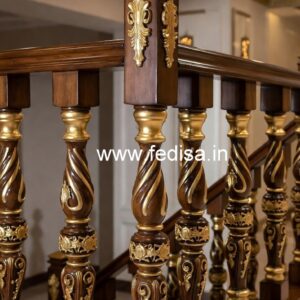 Premium Brass Wood Staircase Interior Ideas No-2333