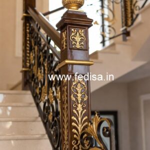 Luxury Brass Wood Staircase Collection for Villas No-2341