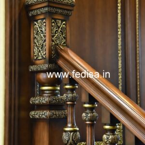 Elegant Brass Wood Railings for Balcony Design No-2344