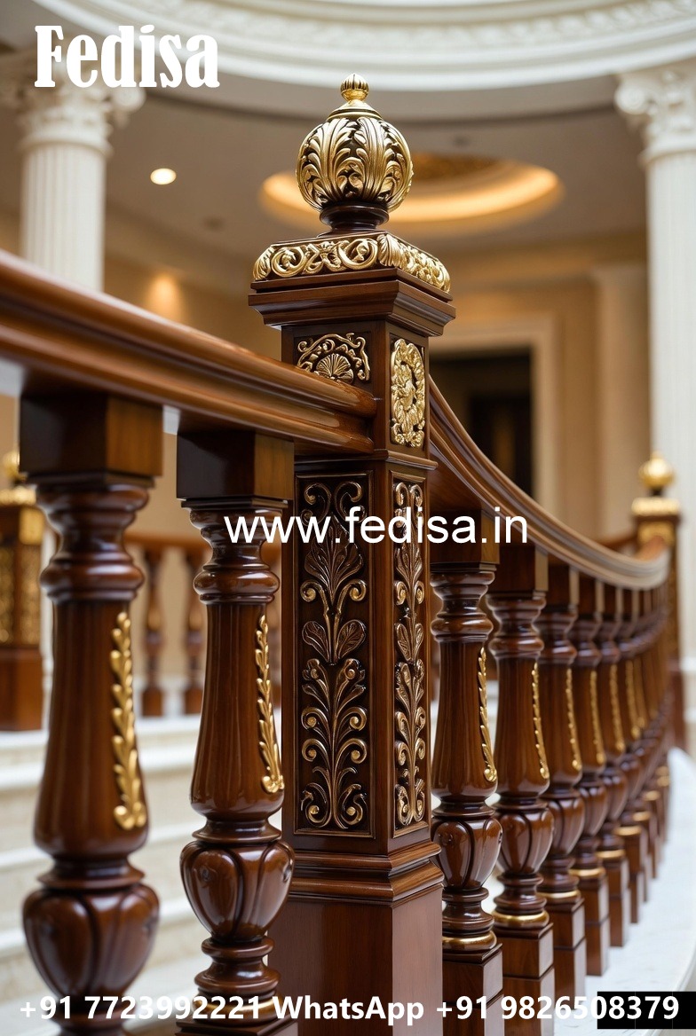 Luxury Brass Wood Balcony Railings with Modern Look No-2347