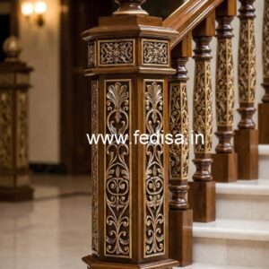 Premium Brass Wood Balcony Handrails with Rich Style No-2363