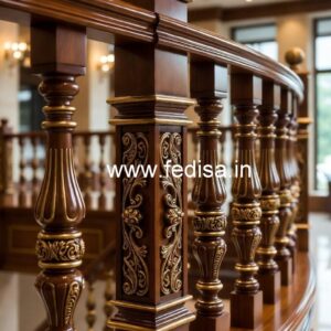 Stylish Brass Wood Staircase Fence with LED Lights No-2373
