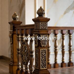 Decorative Brass Wood Stair Railings Collection No-2376