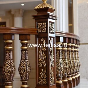 Premium Brass Wood Balcony Fence Design Trends No-2381