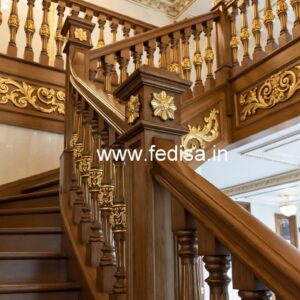 Luxury Brass Wood Staircase Fence with Glass No-2389