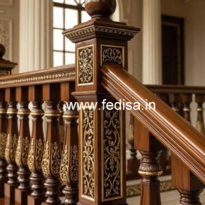 Premium Brass Wood Staircase Railings with Elegant Finish No-2393