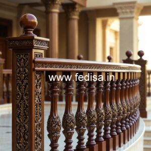 Premium Brass Wood Balcony Railings Collection 2033 No-2399