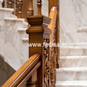 Modern Brass Wood Stair Railing Design No-2402