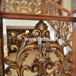 Elegant Brass Wood Staircase Railings No-2405
