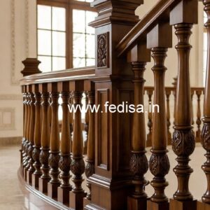 Brass Wood Staircase Banister Design No-2421