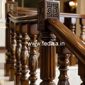 Modern Brass Wood Balcony Design No-2429