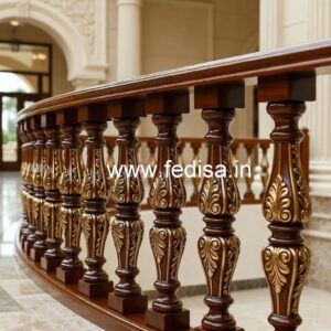Elegant Brass Wood Balcony Handrails No-2434