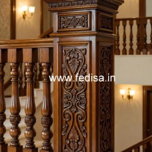 Premium Brass Wood Interior Stair Railings No-2441