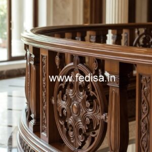 Stylish Brass Wood Railings with Glass No-2444
