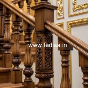 Decorative Brass Wood Stair Fence Ideas No-2447