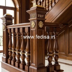 Beautiful Brass Wood Interior Railings No-2449