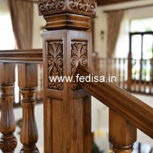 Brass Wood Staircase Side Railing Design No-2450