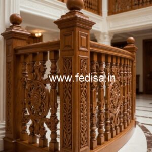 Brass Wood Staircase Design for Duplex Homes No-2461