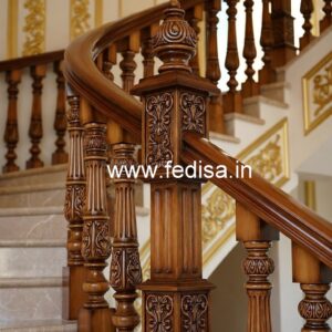 Elegant Brass Wood Staircase Interior Ideas No-2488