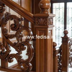 Luxury Brass Wood Balcony Railings with Glass No-2493