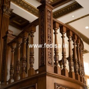 Modern Brass Wood Handrails for Duplex House No-2495